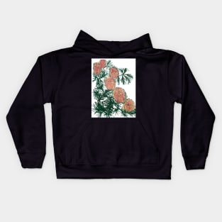 Birthday Candlestick Banksia. a 4 colour reduction linocut by Geoff Hargraves Kids Hoodie